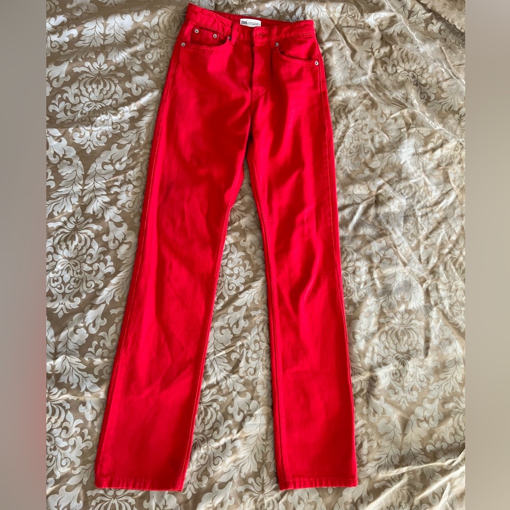 Zara Red Straight Leg Women’s Jeans